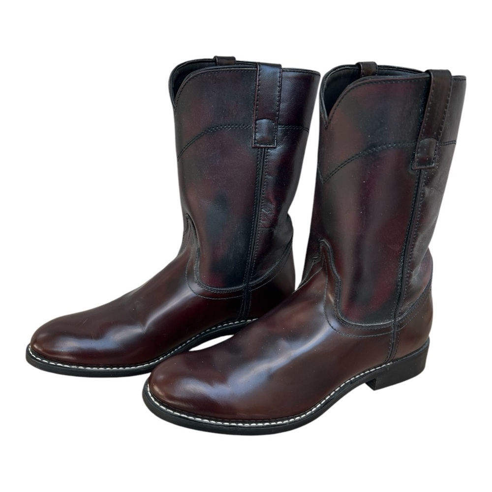 Vintage NWT Laredo #6908 Men’s Black Leather Cherry Roper Western Boots SZ. 9.5 - Picture 2 of 8